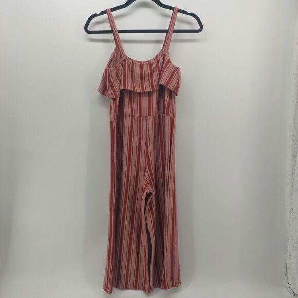 White Fawn Women's Jumpers Red White Stripped Size Large With Ruffles Buttons - Picture 1 of 9